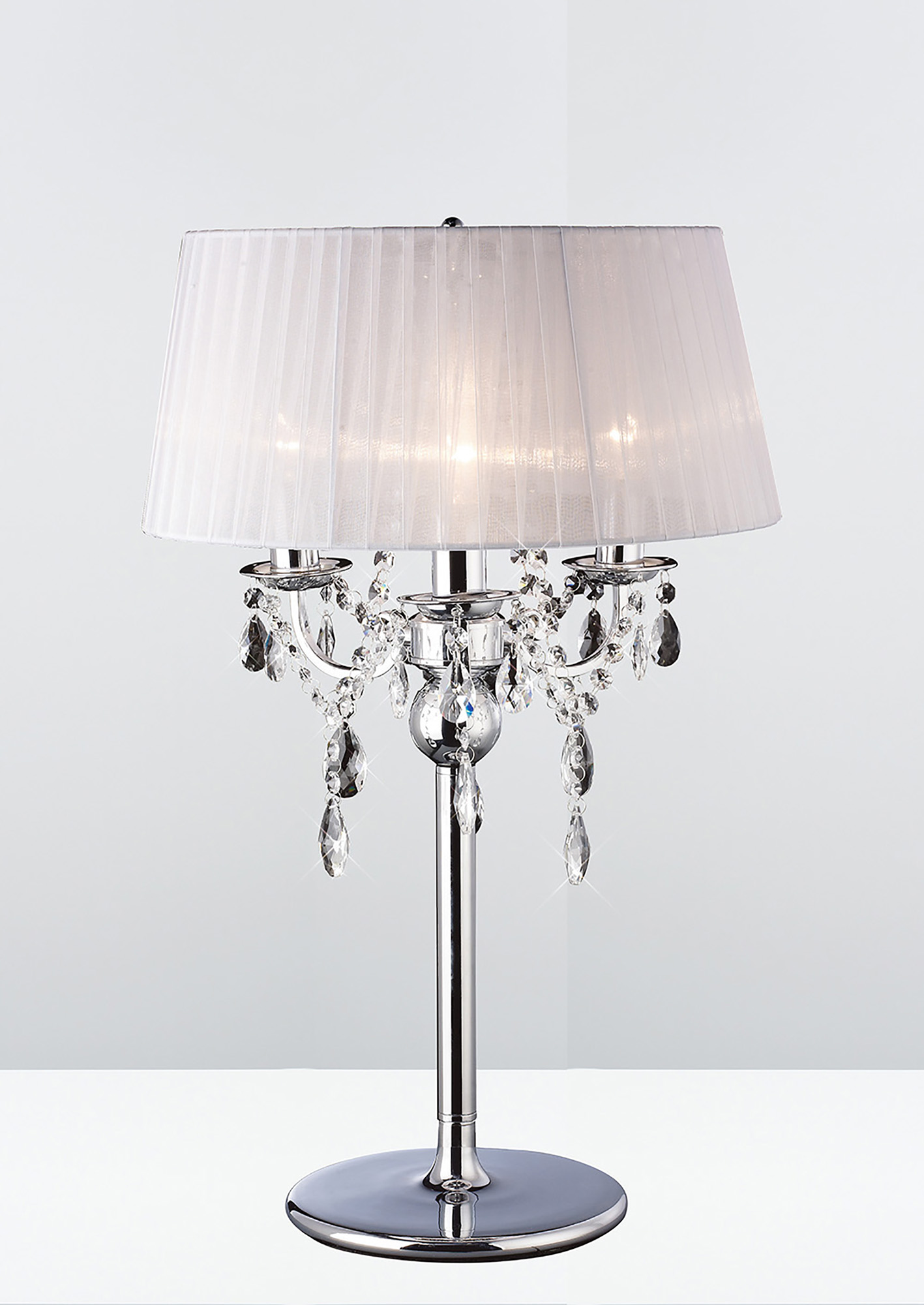 IL30062/WH  Olivia Crystal 61cm 3 Light Table Lamp